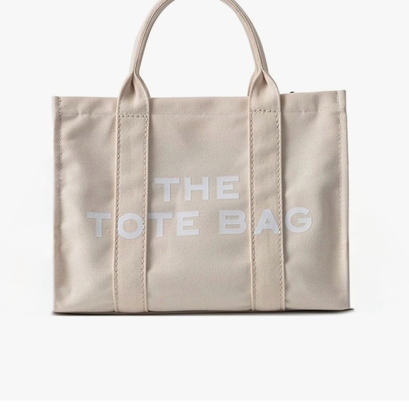 Fashionable Mini Canvas Crossbody Tote Zipper Bag, Beige - Picture 3 of 10